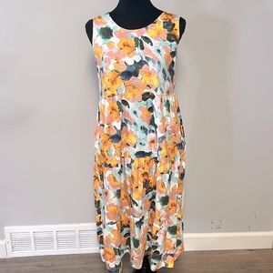 DENIM & CO. BEACH Floral Midi Dress with Pockets size xs